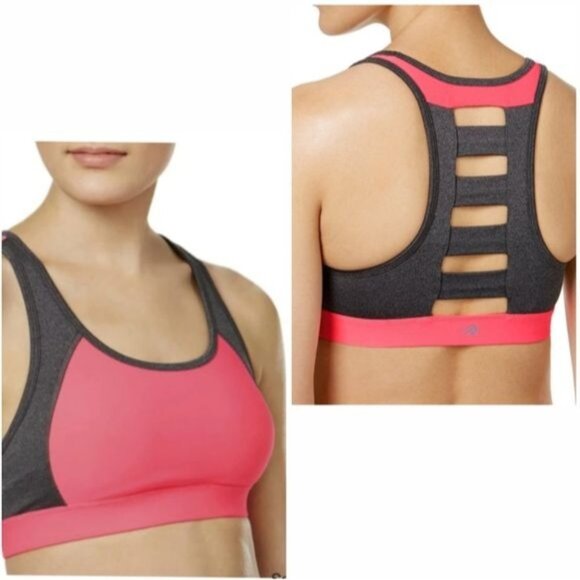 IDEOLOGY Sports Bra SZ XS Racerback Pink Gray‎ Color Block Padded Wireless - Picture 2 of 9